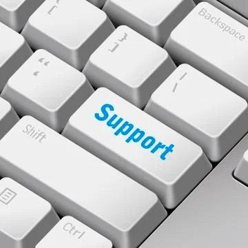 Support concept with 3d computer keyboard Stock Illustration
