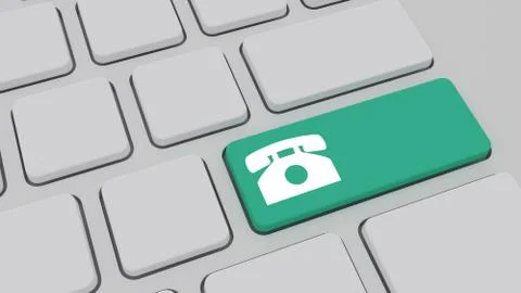 Support concept, button on modern computer keyboard with shape of phone on it Stock-Illustration