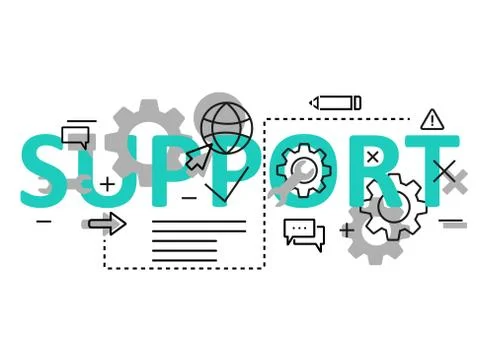 Support concept flat line design with icons and elements. Modern support conc Illustrazione stock