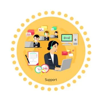 Support Concept Icon Flat Design Stock Illustration