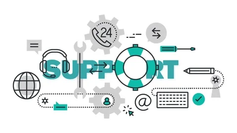 Support concept with various icons and symbols Stock Footage 340282540