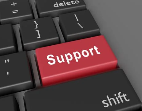 Support concept. Word Support on button of computer keyboard Illustrazione stock