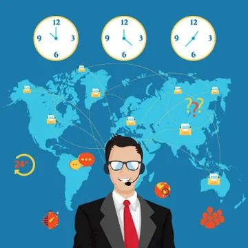 Support Contact Call Center Stock Illustration