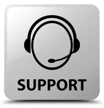 Support (customer care icon) white square button Stock Illustration