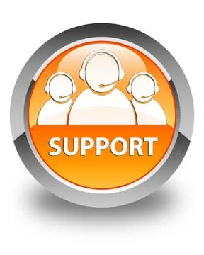 Support (customer care team icon) glossy orange round button Stock Illustration