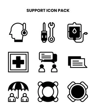 Support DuoTone Vector Icons Pack Stock Illustration