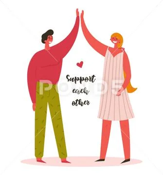Support each other. Man and woman give five Stock Illustration