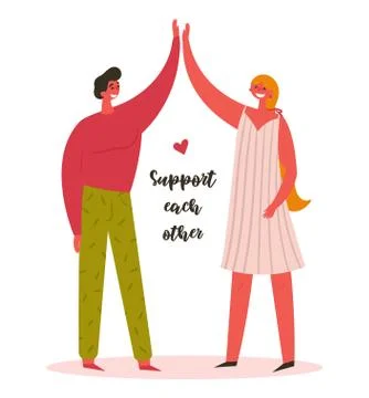 Support each other. Man and woman give five Stock Illustration