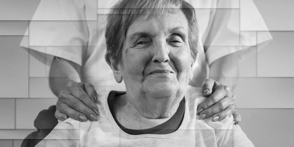 Support of the elderly, geometric pattern Stock Photos