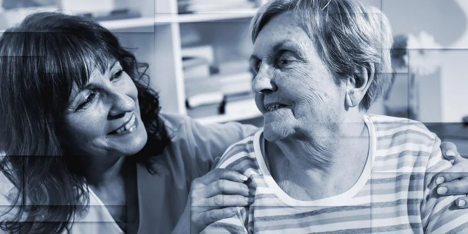 Support of the elderly, geometric pattern Foto stock