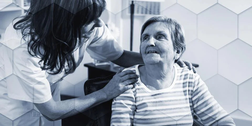 Support of the elderly, geometric pattern Foto stock