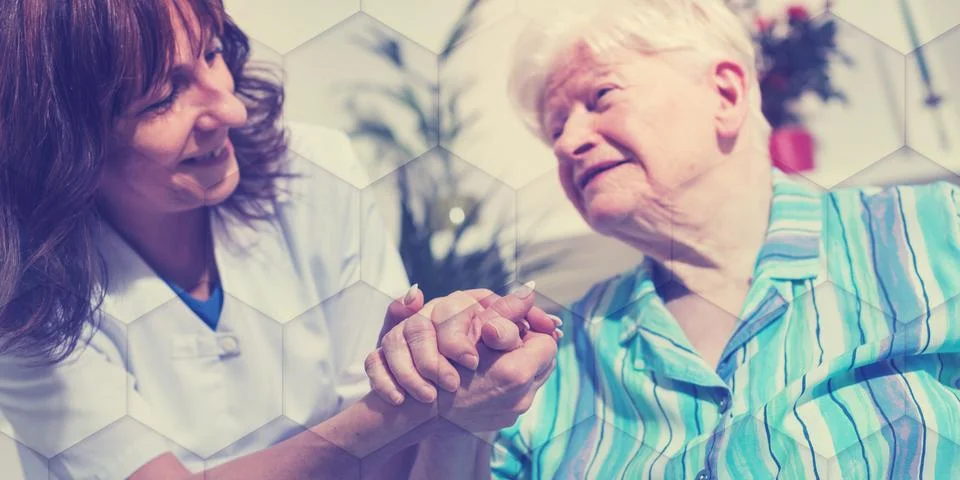 Support of the elderly, geometric pattern Foto stock