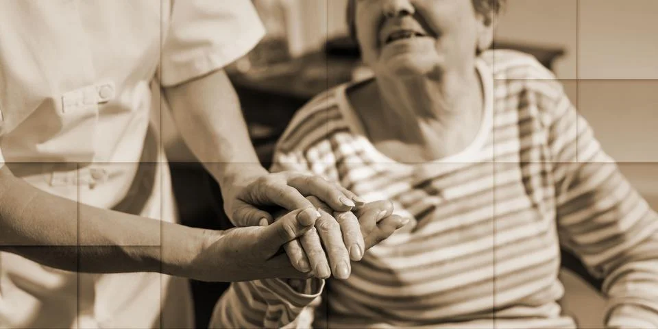 Support of the elderly, geometric pattern Stock Photos