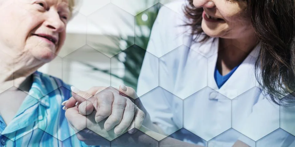 Support of the elderly, geometric pattern Stock Photos