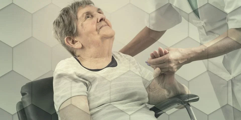 Support of the elderly, geometric pattern Foto stock