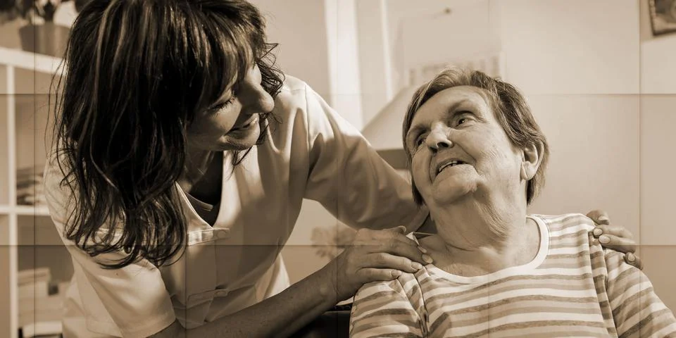 Support of the elderly, geometric pattern Foto stock