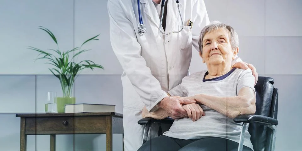 Support of the eldery, geometric pattern 스톡 사진