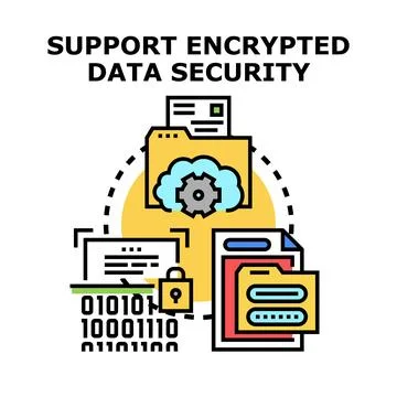 Support encrypted data security services and digital protection Stockillustratie