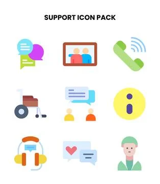 Support Flat Collection Icons Pack Stock Illustration