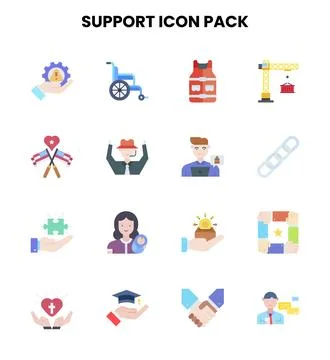 Support Flat Collection Icons Pack Stock Illustration
