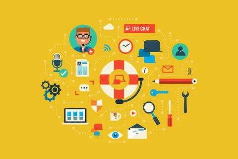 Support flat design concept Stock Illustration