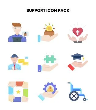Support Flat Design Icons Pack Illustrazione stock