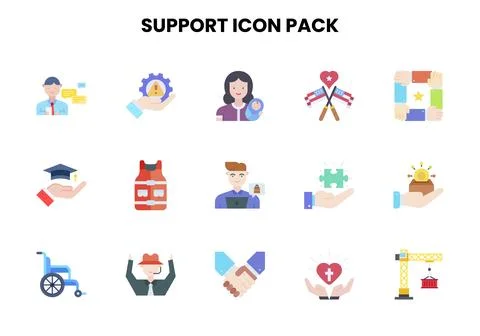 Support Flat Design Icons Pack Illustrazione stock