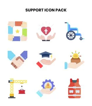 Support Flat Graphics Icons Pack Stock Illustration