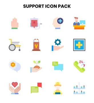 Support Flat Graphics Icons Pack Stockillustratie