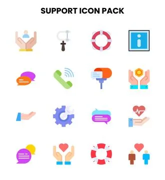 Support Flat Icons Pack Ilustración de archivo