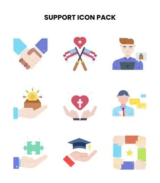Support Flat Scalable Icons Pack Stock-Illustration