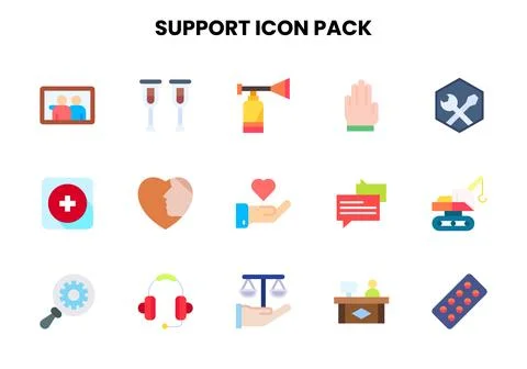 Support Flat UI Icons Pack Illustration