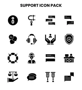 Support Glyph Design Icons Pack Stock Illustration