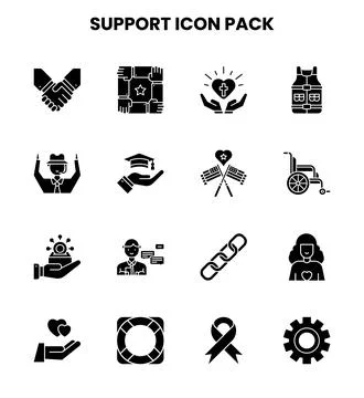 Support Glyph Design Icons Pack Stock-Illustration