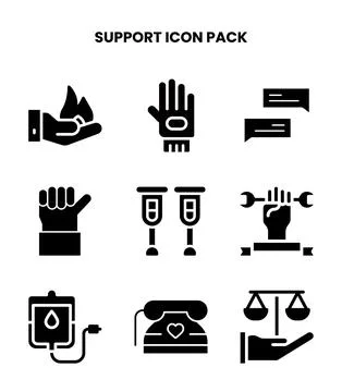 Support Glyph Icons Pack Illustration