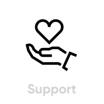 Support, Hand Holding Heart vector icon. Editable line illustration Stock Illustration