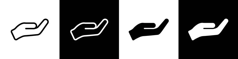 Support hand icon. Open palm gesture for help, care and support vector illu.. Stock Illustration