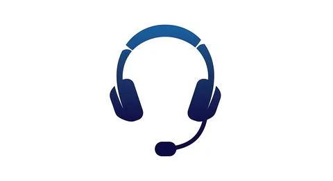 Support headset and microphone icon, blue gradient symbol for customer serv.. Stock Illustration