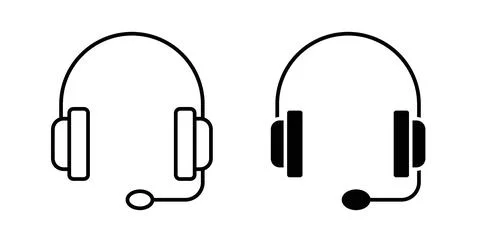 Support headset icon in black and white. vector icon pack for websites Stock Illustration