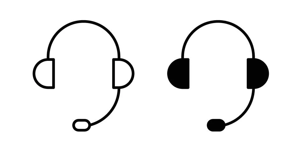 Support headset icon black vector isolated on white Stock Illustration