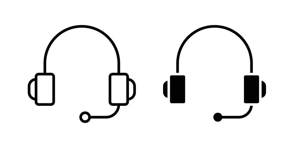 Support headset icon concept logo design collection Stock Illustration