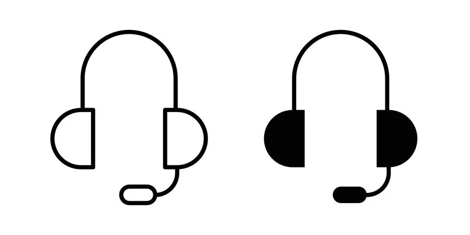 Support headset icon design. Illustration icons in linear and clipart pack Stock Illustration