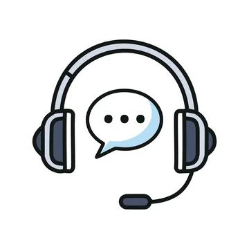 Support headset icon. Headset with speech bubble, symbolizing customer serv.. Stock Illustration