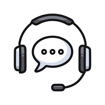 Support headset icon. Support headset with chat bubble, symbolizing custome.. Stock Illustration