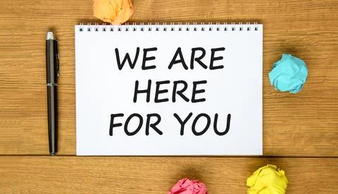 Support, help and we are here for you symbol. Concept words We are here for.. Stock Photos