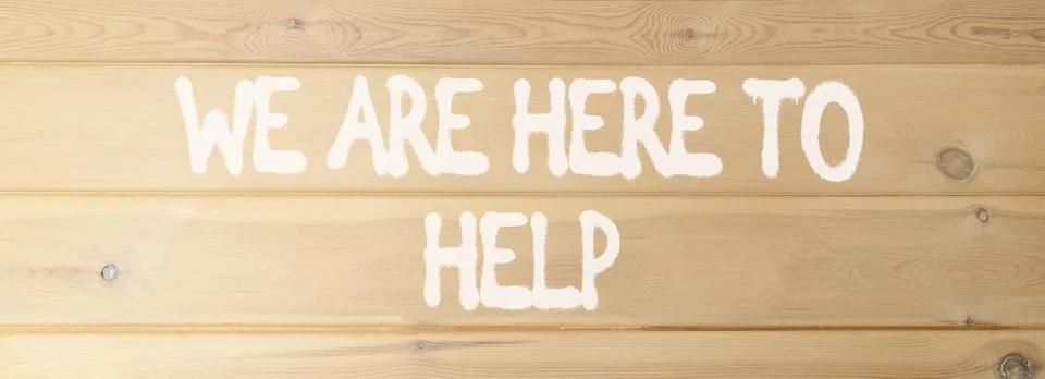 Support, help and we are here to help symbol. Concept words We are here to .. Stock Photos
