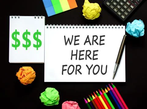 Support, help and we are here for you symbol. Concept words We are here for.. Stock Photos