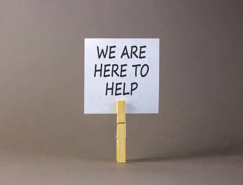 Support, help and we are here to help symbol. Concept words We are here to .. Stock Photos
