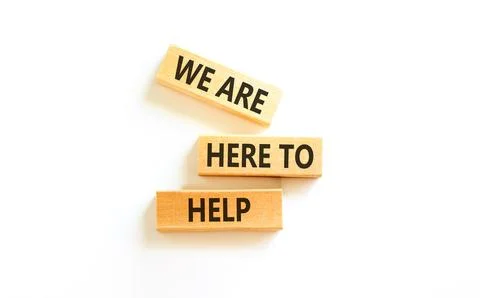 Support, help and we are here to help symbol. Concept words We are here to .. Stock Photos