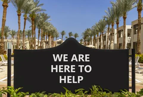Support, help and we are here to help symbol. Concept words We are here to .. Stock Photos